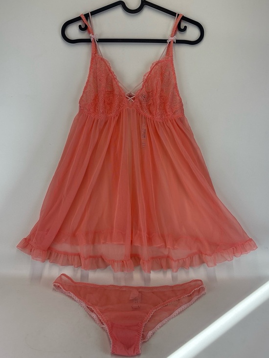 Victoria's Secret Other - NWT Victorias Secret orange coral lace babydoll slip dress with matching panties